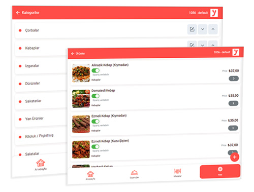 Online Yemek Sipariş Sayfası Menü Ayarları